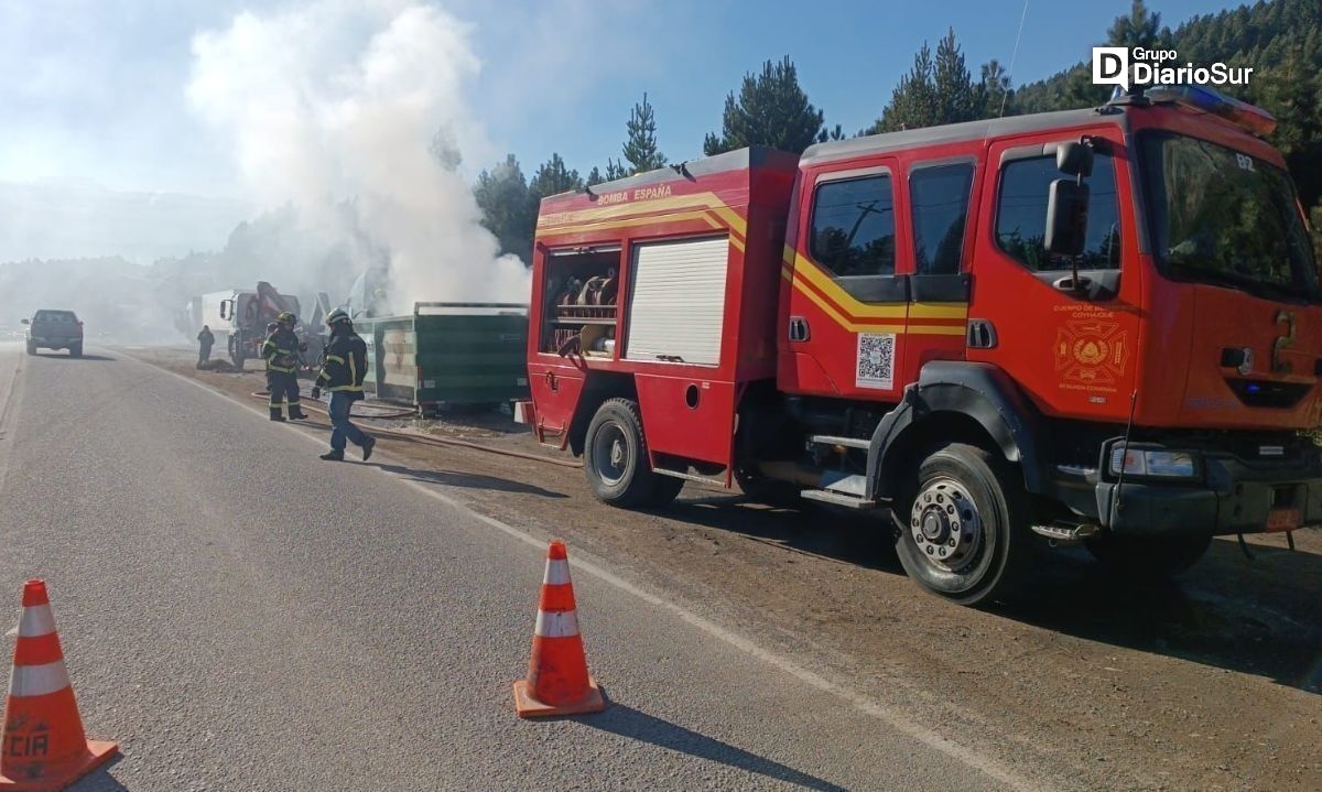 Reportan fuego en tolva de basura en Coyhaique