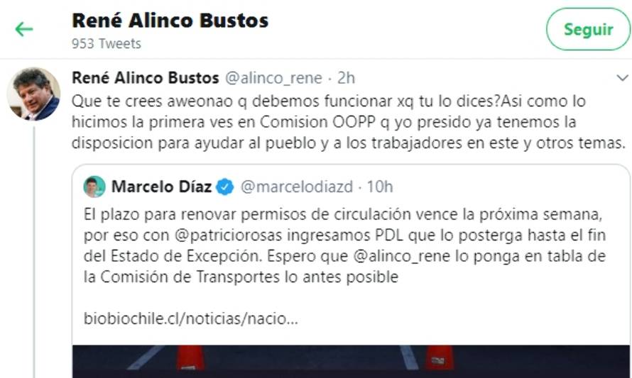 "Que te crees aweonao": El polémico tuit de René Alinco