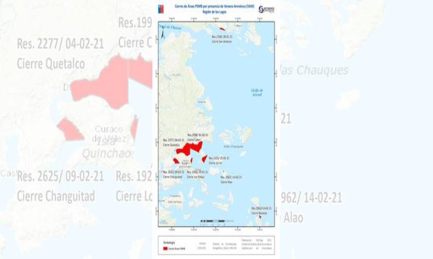 Sernapesca informa nuevos cierres de áreas por presencia de veneno amnésico