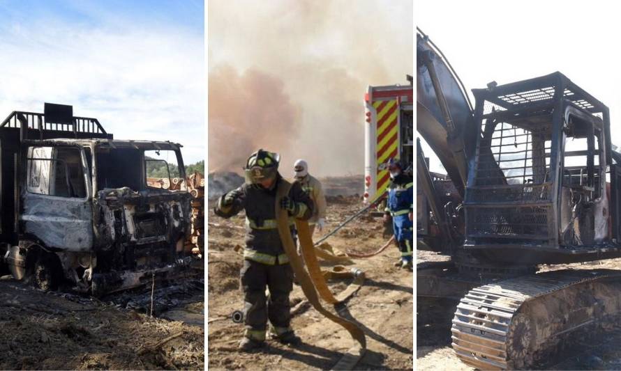 Desconocidos quemaron maquinaria forestal en la región de Los Ríos