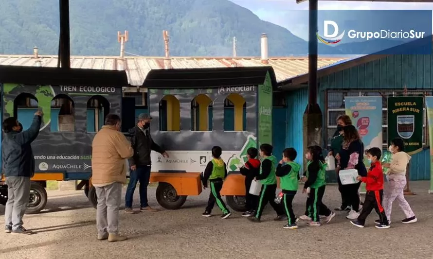Tren ecológico volvió para reciclar con la comunidad escolar de Aysén