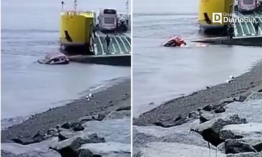 Vehículo cayó al mar desde rampa en Pargua