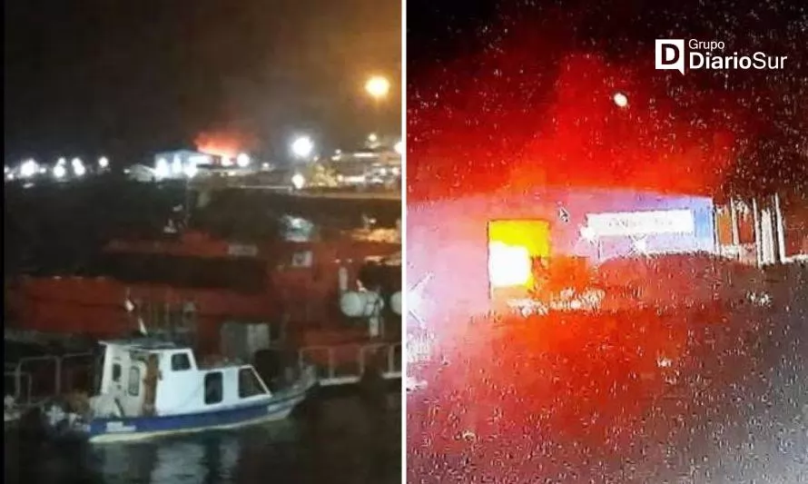 Incendio de madrugada afectó a muelle de puerto Chacabuco
