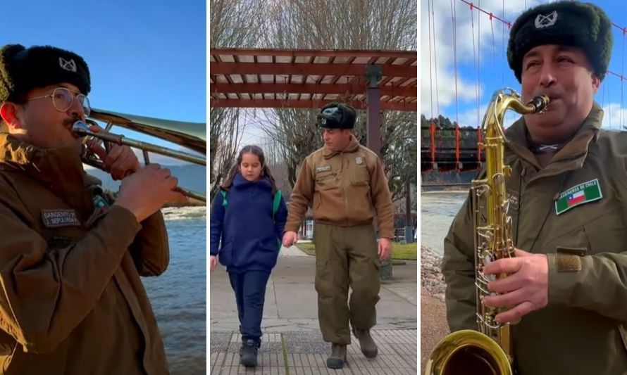 Banda de Carabineros de Puerto Aysén vuelve a sorprender con emotivo saludo a los padres