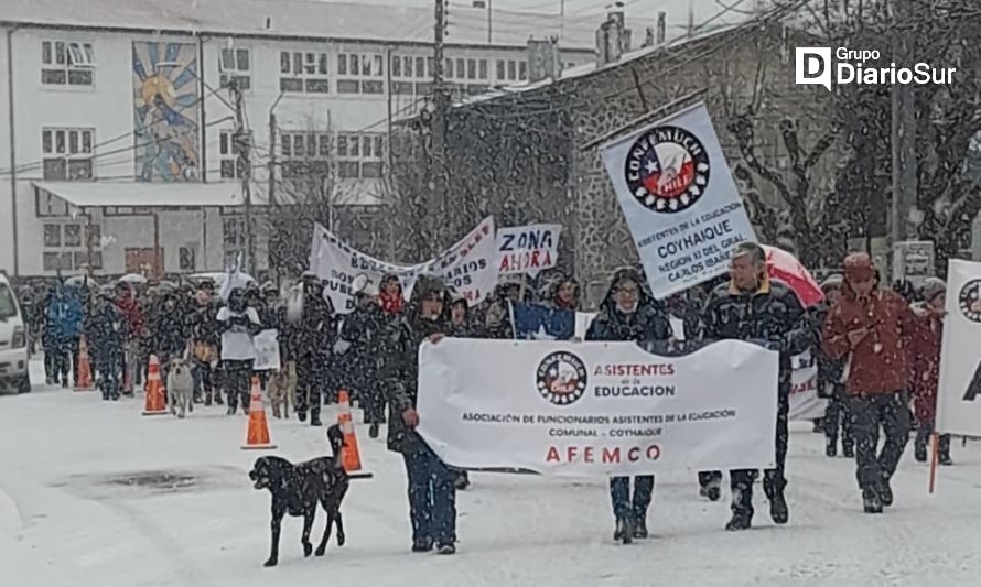 Protestaron bajo la nieve en Coyhaique