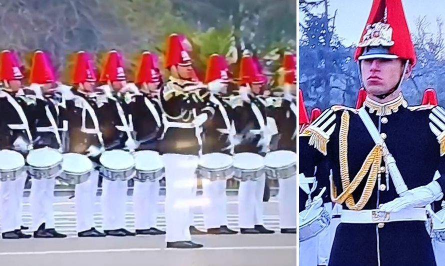 El aysenino Fabián Riffo representó a la Escuela Militar en la Parada Militar 2023. Crédito: Imágenes captadas de un video.