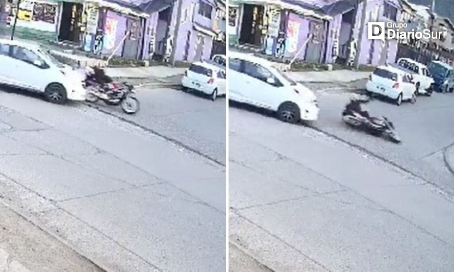 Video registra accidente que dejó a motociclista lesionado en Coyhaique 