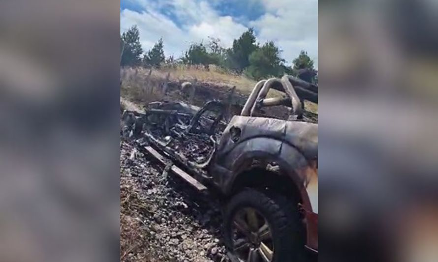 Camioneta se quemó en Coyhaique