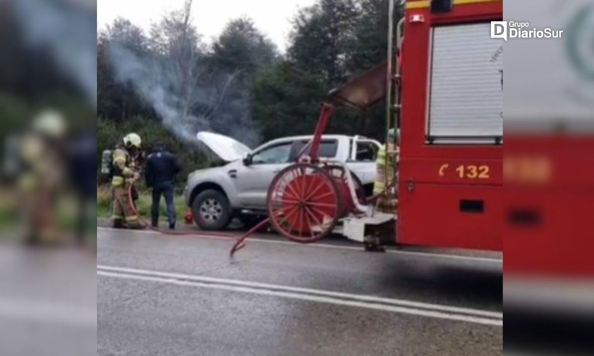 Camioneta se incendia cerca de Puerto Aysén 