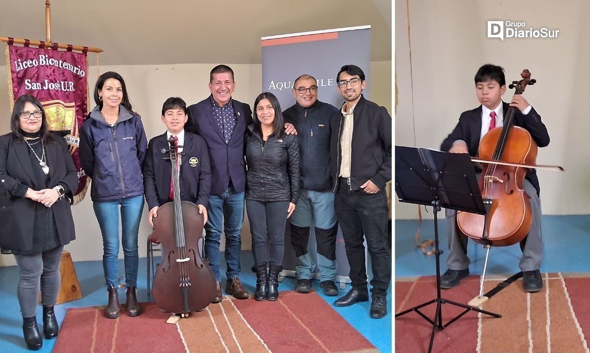 Donaron violonchelo a joven talento musical aysenino 