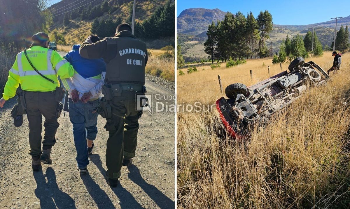 Sujetos que huían a bordo de camioneta robada sufrieron accidente en Coyhaique 