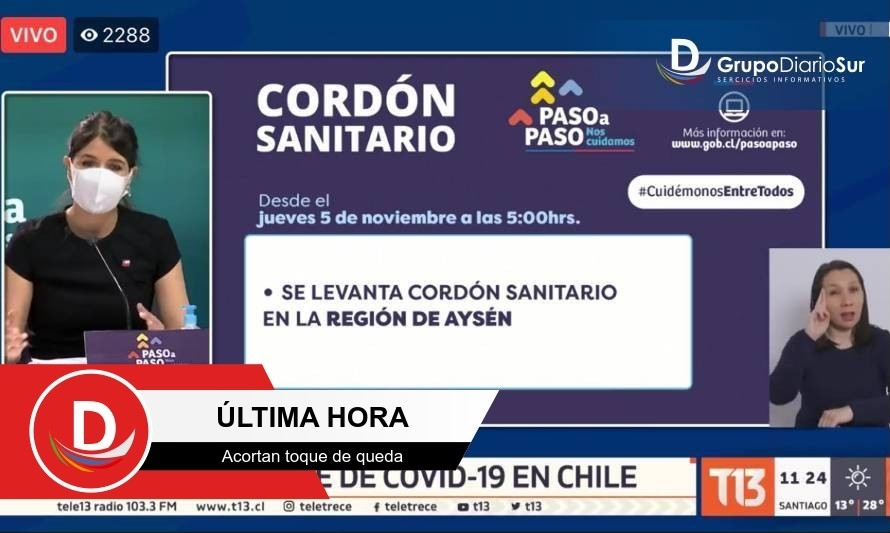 AHORA: Minsal anuncia levantamiento de cordón sanitario en Aysén